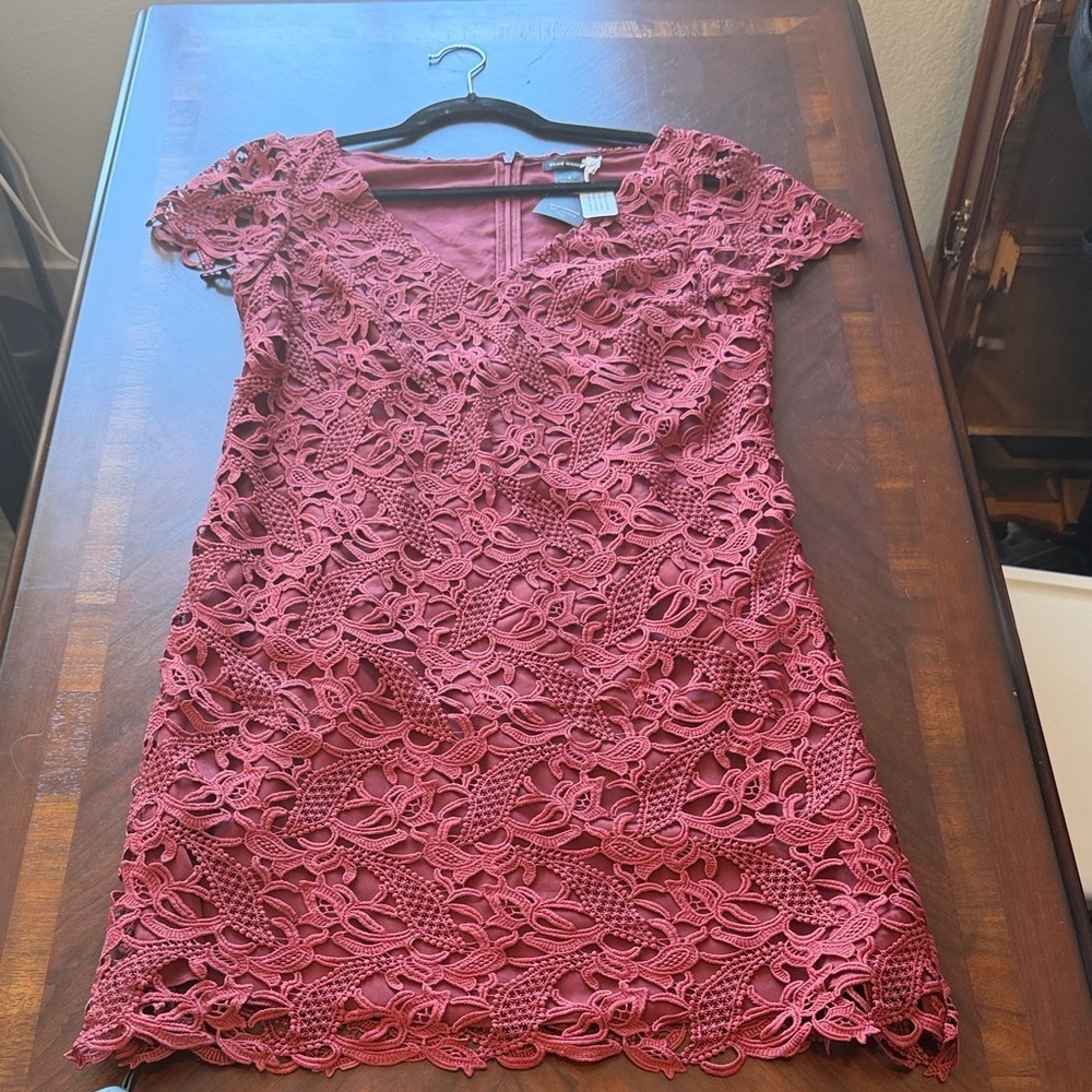 Club Monaco Burgundy Lace Detail Dress